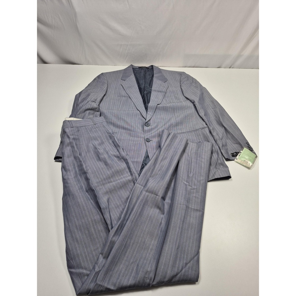 VTG Scabal Suit Mens 42R Gray Stripe Wool 2 Piece 36x36 Western Germany NWT